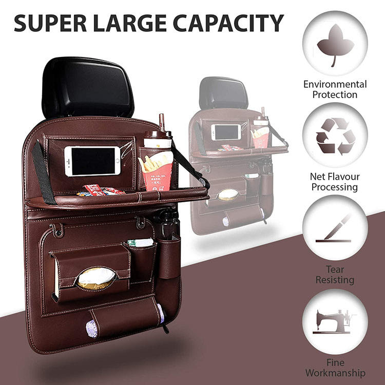 CAR SEATBACK ORGANIZER WITH FOLDABLE TABLE TRAY