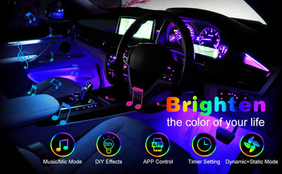 Neon LED Car Interior Light with Music Control Function