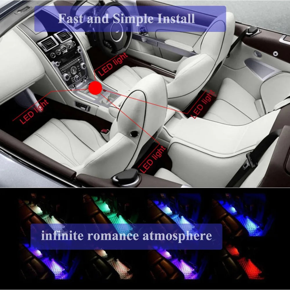 Neon LED Car Interior Light with Music Control Function