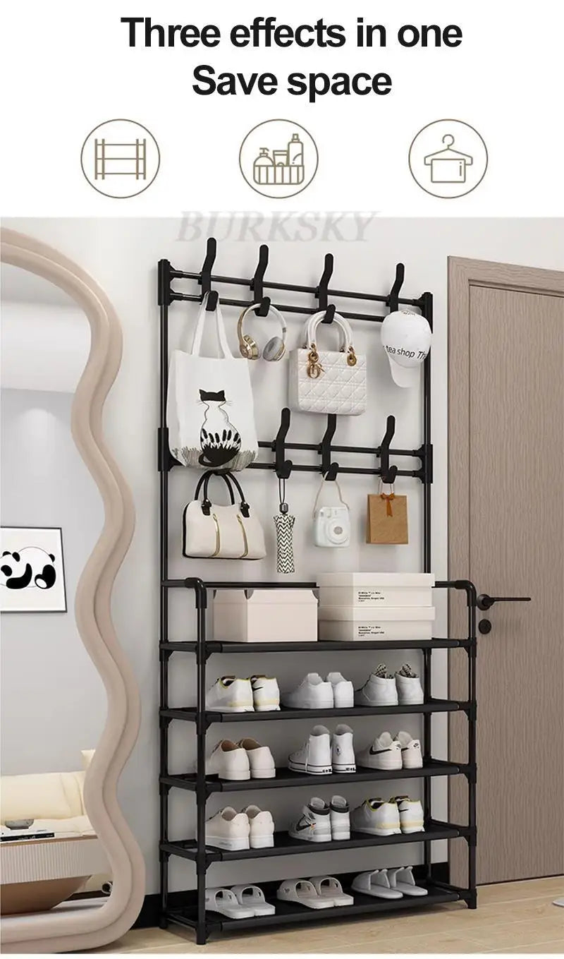 Multi-Layer Shoe Rack Coat Rack Storage & DIY Clothes Hanger